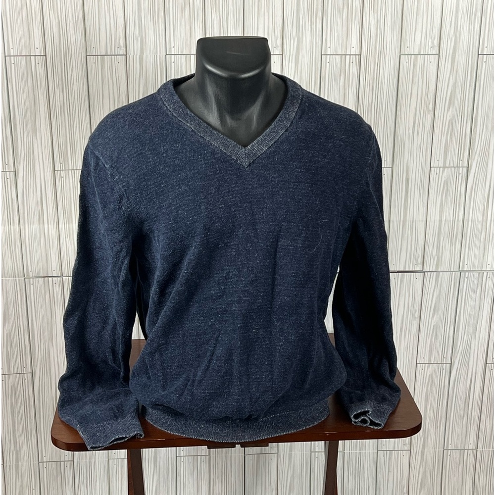Express Denim Blue V-Neck Sweater - Picture 1 of 4